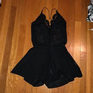 black backless romper
